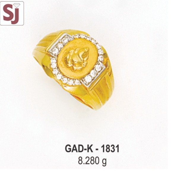 Ganpati gents ring diamond gad-k-1831
